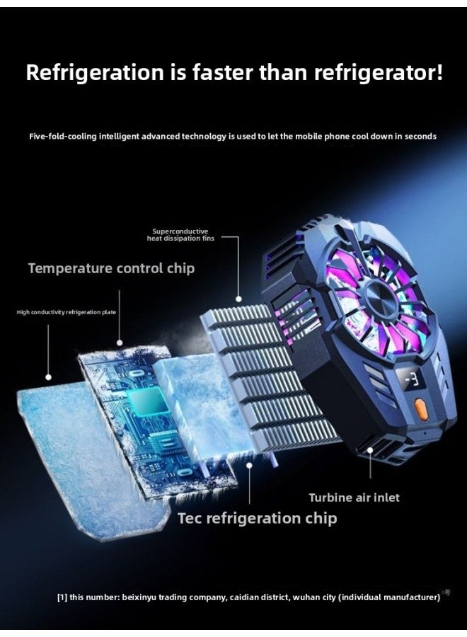 E-sports Dedicated Mobile Phone Radiator Semiconductor Refrigeration Cooling Artifact Game Live Clip Mute Fan Anchor-Colour:【magnetic Back Clip Two-in-one】 Three-speed Digital Display ★ Super Strong - Image 3