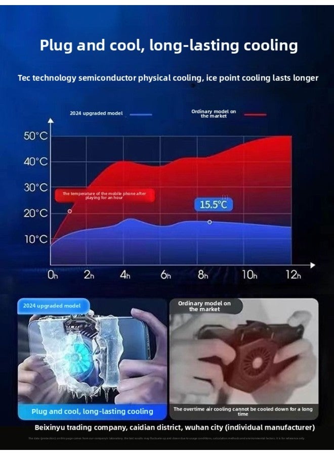 E-sports Dedicated Mobile Phone Radiator Semiconductor Refrigeration Cooling Artifact Game Live Clip Mute Fan Anchor-Colour:【magnetic Back Clip Two-in-one】 Three-speed Digital Display ★ Super Strong - Image 5