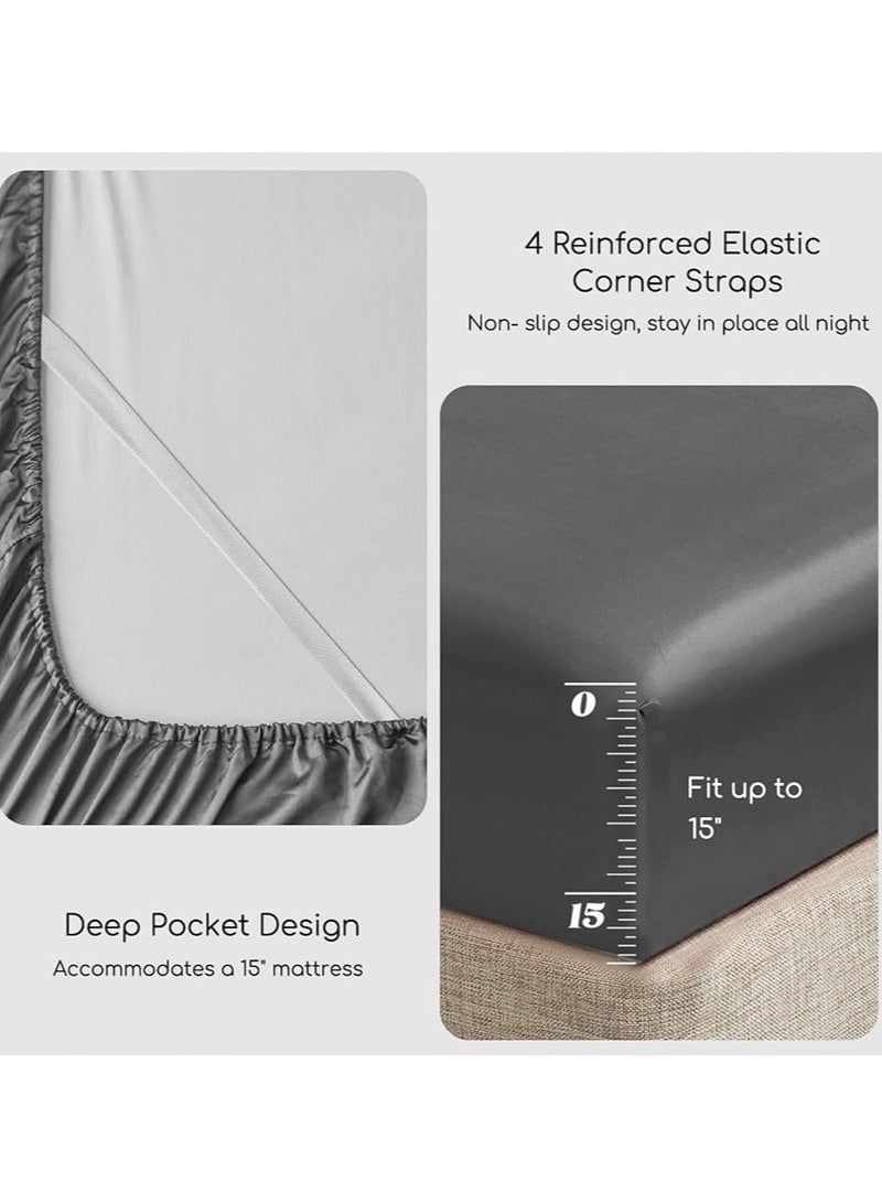 Silky Queen Bedding Set 4-Piece (Dark Grey)