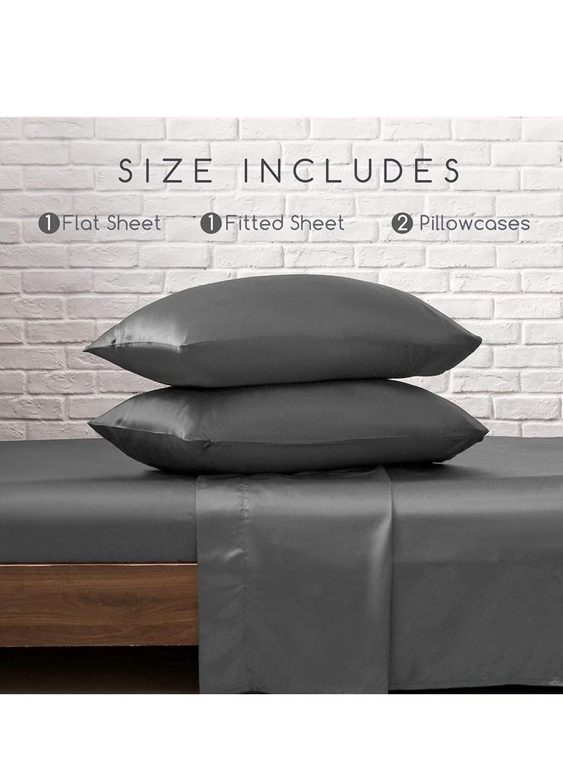 Silky Queen Bedding Set 4-Piece (Dark Grey)