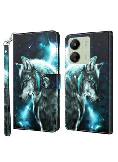 HuHa Case Cover For Xiaomi Redmi 13C 5G / 4G 3D Painting Pattern Flip Leather Phone Case Wolf 