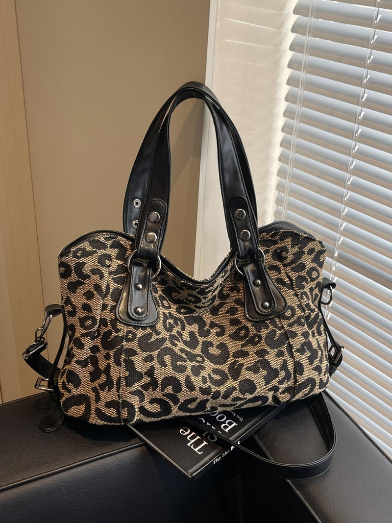 Leopard Print Portable Shoulder Crossbody Bag Women'S Large Capacity Outdoor Travel Bag Fashion Trend - Image 2