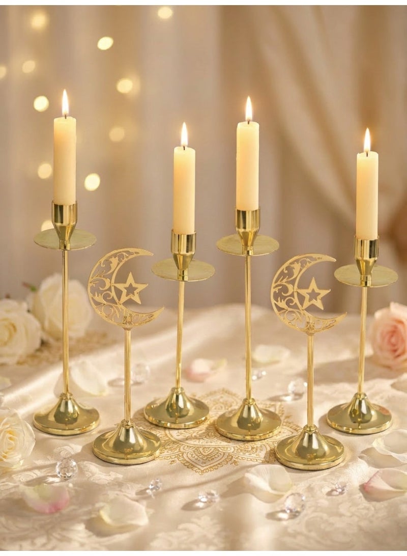 6Pcs Ramadan Metal Candle Holder, Table Center Decoration, Gold Candlestick Decoration, Ramadan Desktop Ornaments, Removable Ornaments - Image 1