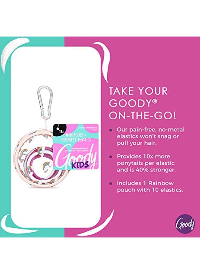 Goody Kids Ouchless Elastics With Mini Pouch, For All Hair Types - Accessories For Women And Girls - Perfect For Long Lasting Braids, Ponytails And More, Peach Rainbow, 11 Count - Image 2