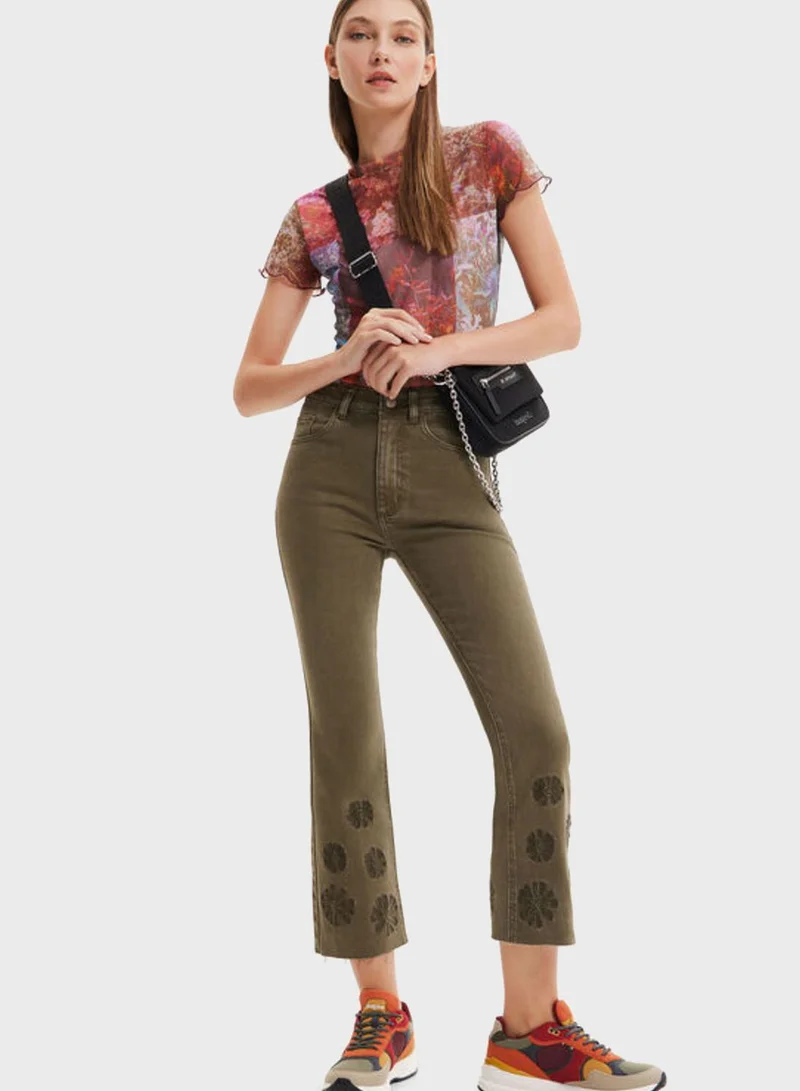 DESIGUAL High Waist Cropped Jeans