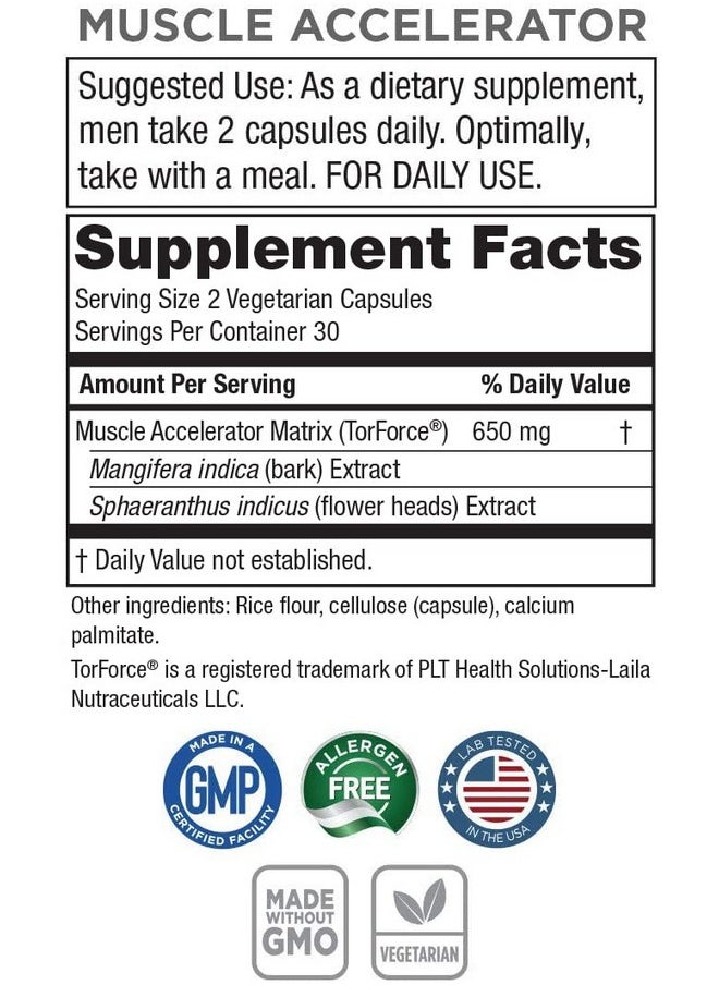 Purity Products - Muscle Accelerator 650 Mg Patented & Clinically Tested Muscle Accelerator Blend Of Ayurvedic Herbal Extracts Promotes Strength Endurance + Muscle Growth 60 Veg Caps - Image 1