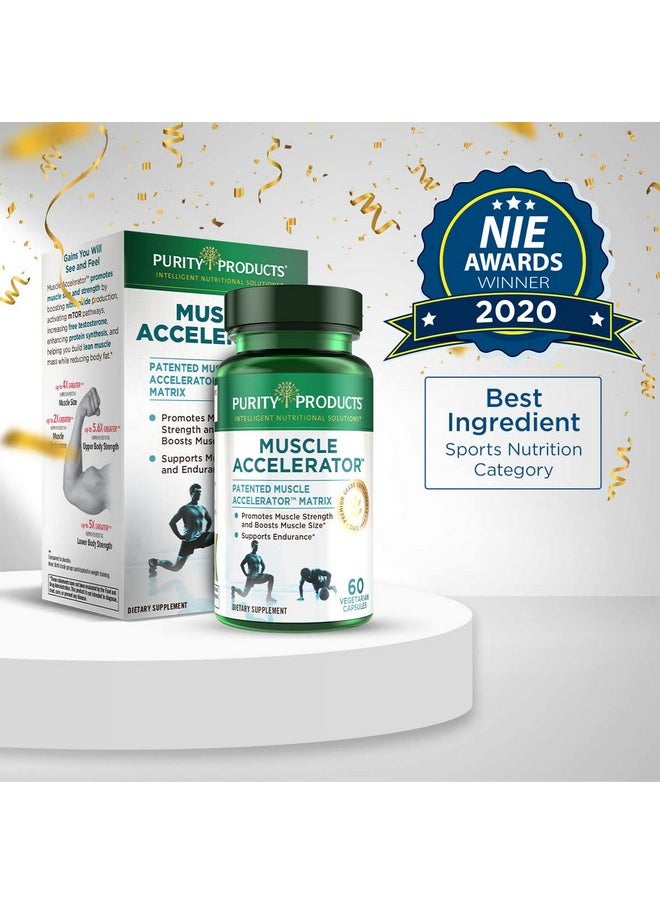 Purity Products - Muscle Accelerator 650 Mg Patented & Clinically Tested Muscle Accelerator Blend Of Ayurvedic Herbal Extracts Promotes Strength Endurance + Muscle Growth 60 Veg Caps - Image 1