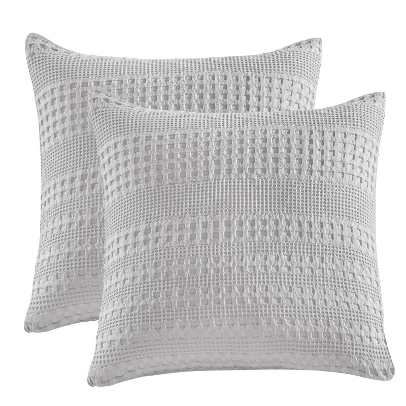 PHF 100 ٪ Cotton Waffle Wive Euro Covers 2 Pack 26 "× 26" "أغطية وسادة للمنزل الأنيق لا إدراج أغطية وسادة يورو ديزخ