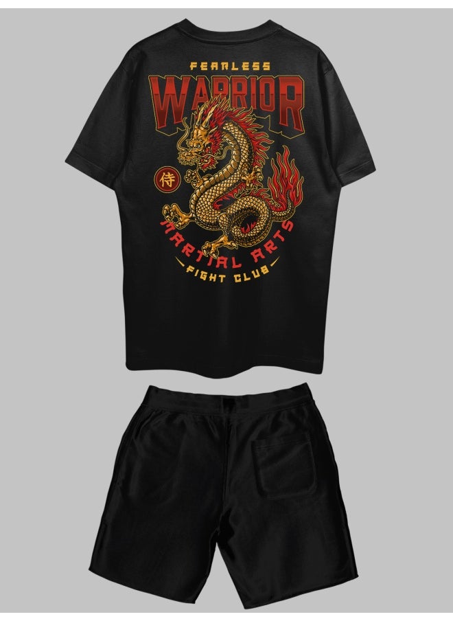 THREADCURRY THREADCURRY Fearless Warriors Printed Co-ord Set for Men - Half Sleeve Oversized T-Shirt and Shorts  - Image 2