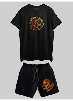 THREADCURRY THREADCURRY Fearless Warriors Printed Co-ord Set for Men - Half Sleeve Oversized T-Shirt and Shorts  - Image 3