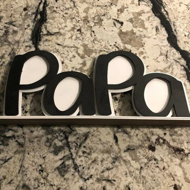 إطار صور: خشبي أسود 38*10.8*5 سم - شكل فريد لكلمة "DaD" أو "PaPa" يحمل 2 صور، إطار صور كهدية لليوم الأب ولتزيين المكتب - Image 3