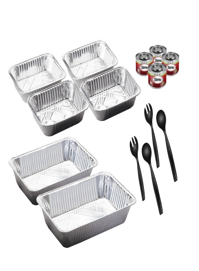 Sterno Buffet Refill Kit, 14 Piece Disposable Chafing Dish Set with Food Trays, Water Pans, Serving Utensils, and Canned Heat - Image 1