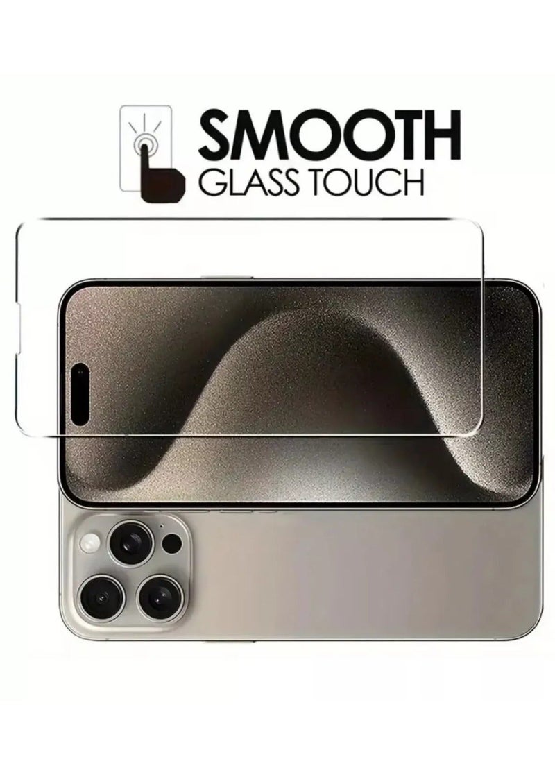 راكسوم عبوة من 3 واقيات للشاشة و3 واقيات لعدسة الكاميرا لهاتف iPhone 15 Pro Max (6.7 بوصة) - فيلم زجاجي مقوى، صلابة 9H فائقة الوضوح، مقاوم للخدوش وبصمات الأصابع - Image 4