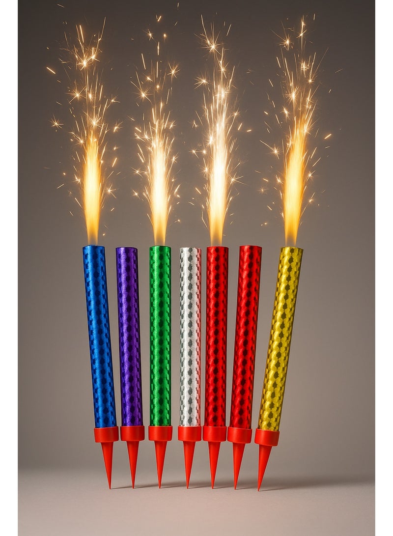 STORE 7 Colorful Sparkler Fountain Cake Candles – 6 Pieces Birthday and Party Candles to Add a Special Festive Touch - Image 1