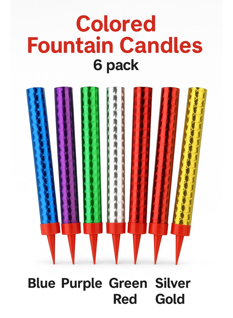 STORE 7 Colorful Sparkler Fountain Cake Candles – 6 Pieces Birthday and Party Candles to Add a Special Festive Touch - Image 2