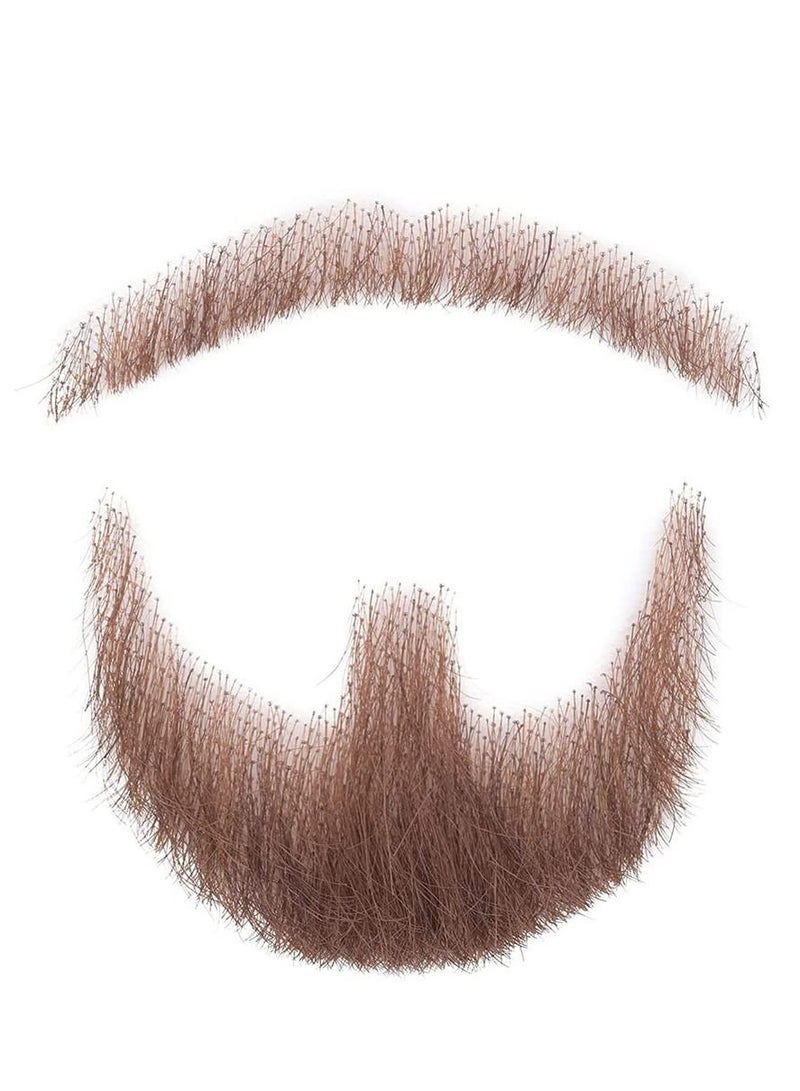 Fake Mustache Hand Tied Facial Hair False Beards Lace Invisible for Entertainment Drama Party Movie Makeup Brown - Image 3