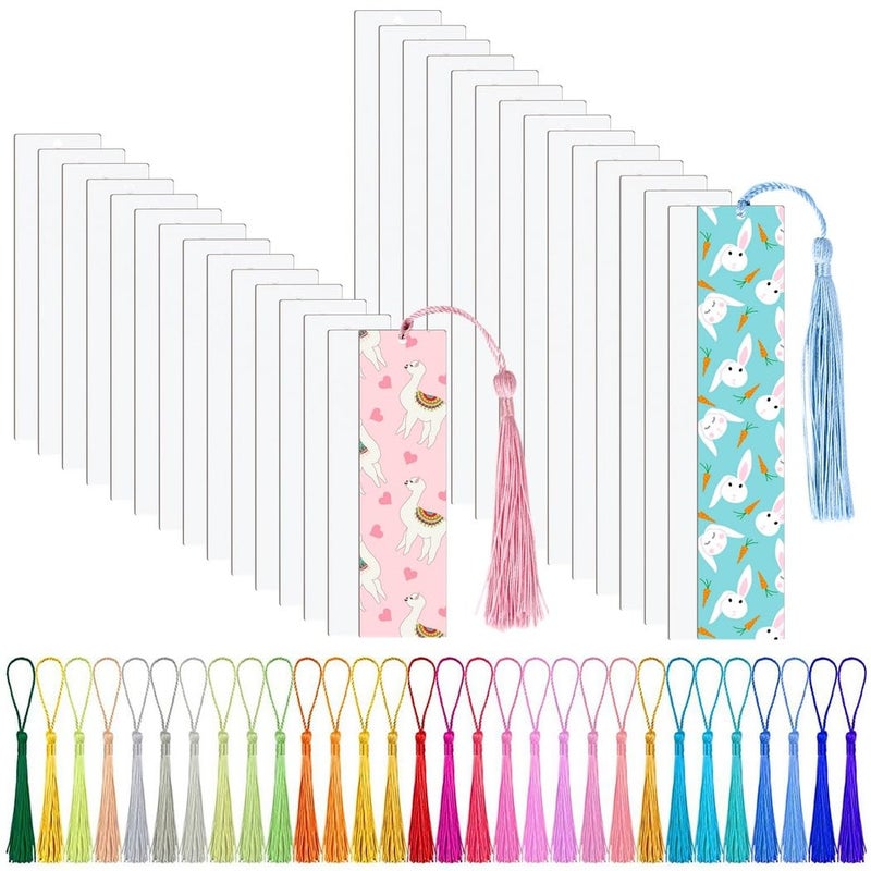 Sublimation Blank Bookmarks 30 Pcs Set With 30 Colorful Tassels For Tags Weddings Birthdays - Image 2