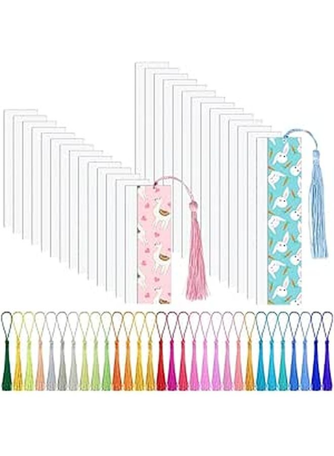 Sublimation Blank Bookmarks 30 Pcs Set With 30 Colorful Tassels For Tags Weddings Birthdays - Image 1