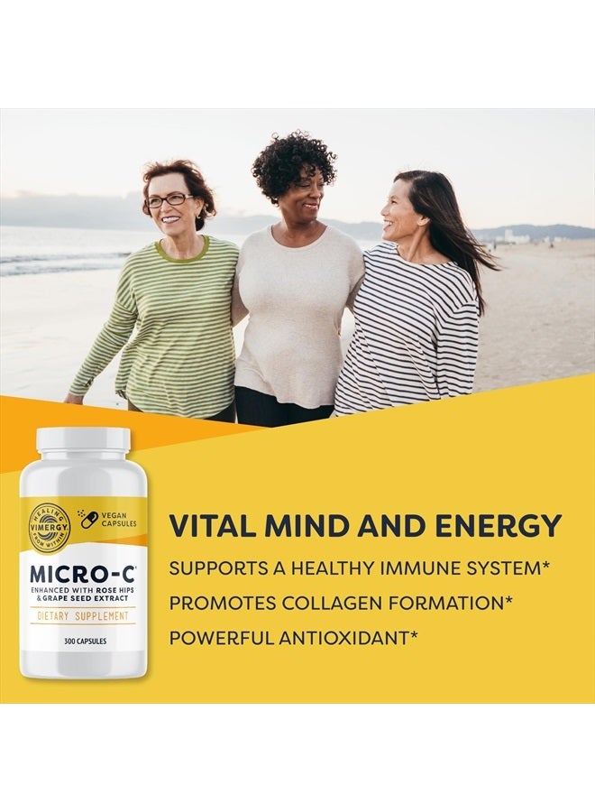 Vimergy Micro-C ®, Trial Size - 300 Servings – 500mg All-Natural Buffered Vitamin C Capsules with Rose HIPS, Rutin, Grape Seed & Acerola Fruit Extract - Supports a Healthy Immune System & Skin Health  - Image 2