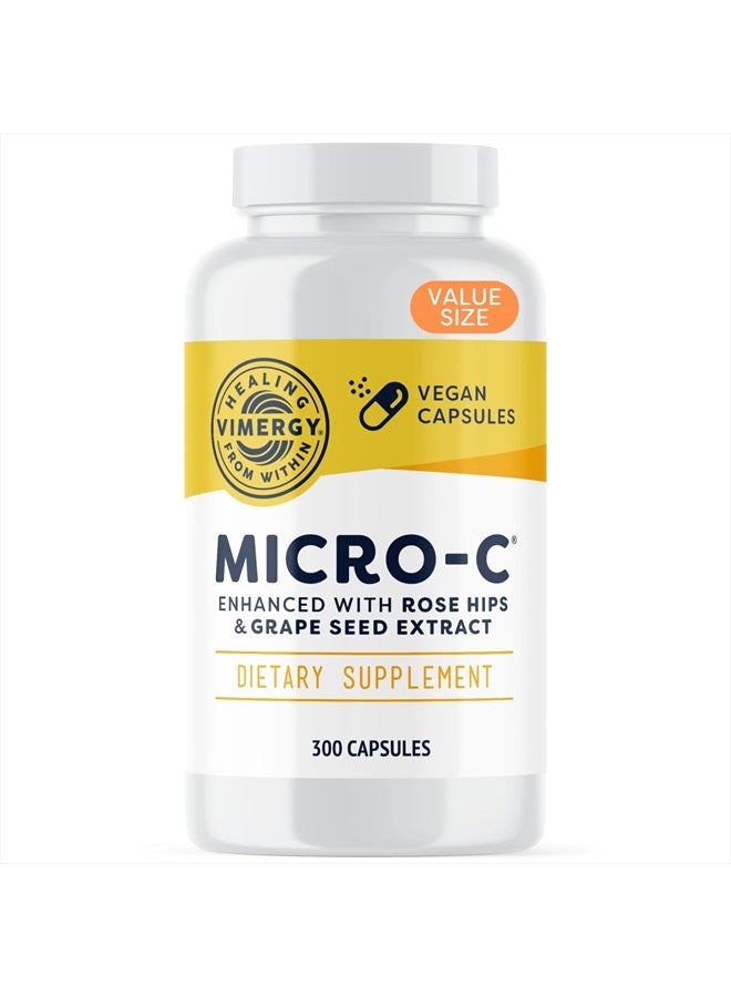 Vimergy Micro-C ®, Trial Size - 300 Servings – 500mg All-Natural Buffered Vitamin C Capsules with Rose HIPS, Rutin, Grape Seed & Acerola Fruit Extract - Supports a Healthy Immune System & Skin Health  - Image 1
