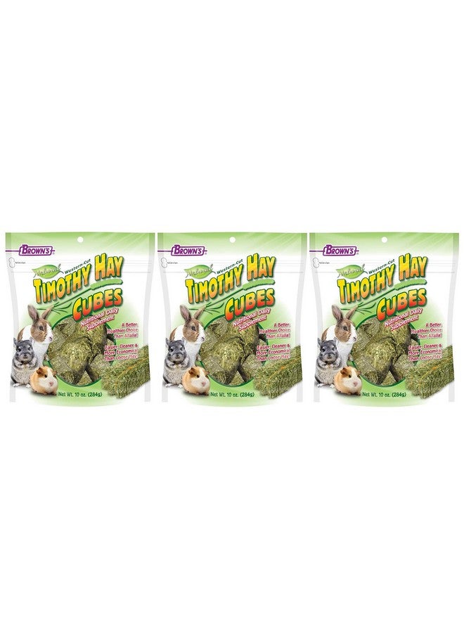 Brown's FM 3 Pack of Timothy Hay Cubes, 10 Ounces Each, for Rabbits Guinea Pigs and Chinchillas3 - Image 1