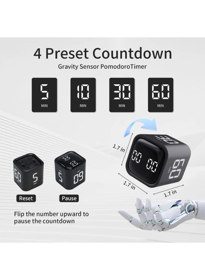 Gravity Induction Cube Timer, Count-Up/Count-Down, 5/10/30/60 Minutes and Custom Timing, Self-Discipline Time Manager - Image 2