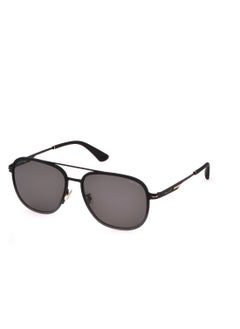 POLICE Men's Square Shape Polarized Metal Sunglasses SPLL78M58305P - Lens Size: 58 Mm - Semi Matt Black W/Rose Gold Pa  - Image 1