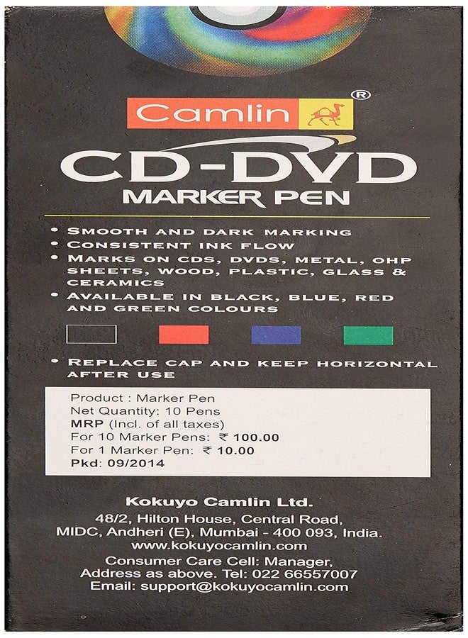 Camlin CD - DVD Marker Pen, Blue - Pack of 10 - Image 2