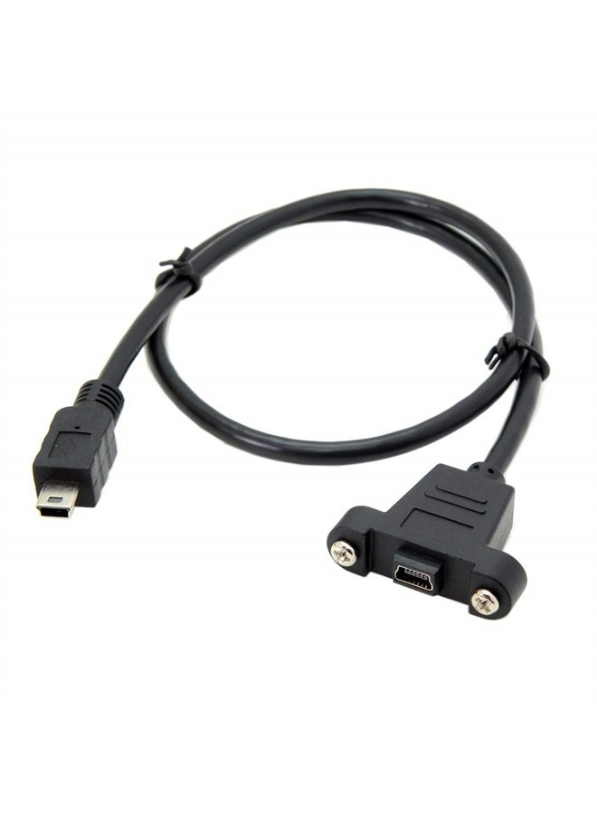 Cablecc Panel Mount Type Mini USB 5Pin Male to Female Extension Adapter Cable with Screws 50cm - Image 1
