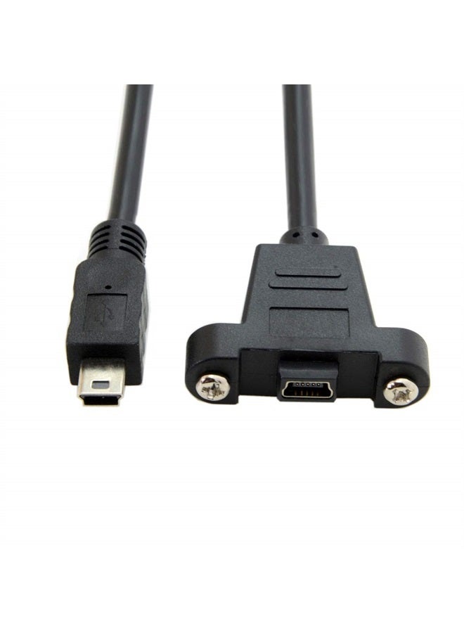 Cablecc Panel Mount Type Mini USB 5Pin Male to Female Extension Adapter Cable with Screws 50cm - Image 2