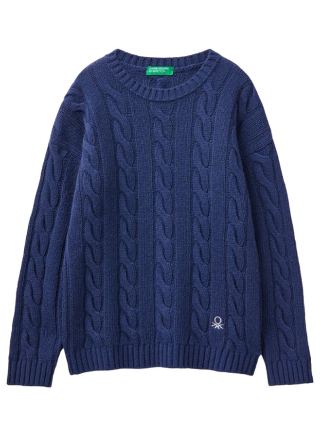 Benetton CABLE KNIT SWEATER IN WOOL BLEND  - Image 1