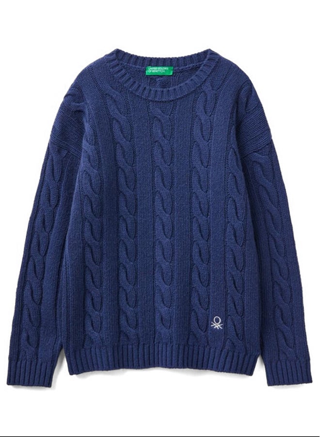 Benetton CABLE KNIT SWEATER IN WOOL BLEND  - Image 2