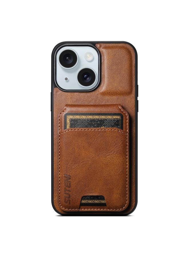 Suteni Case For iPhone 15 Plus H02 Leather Wallet Stand Back Phone Case - Image 1