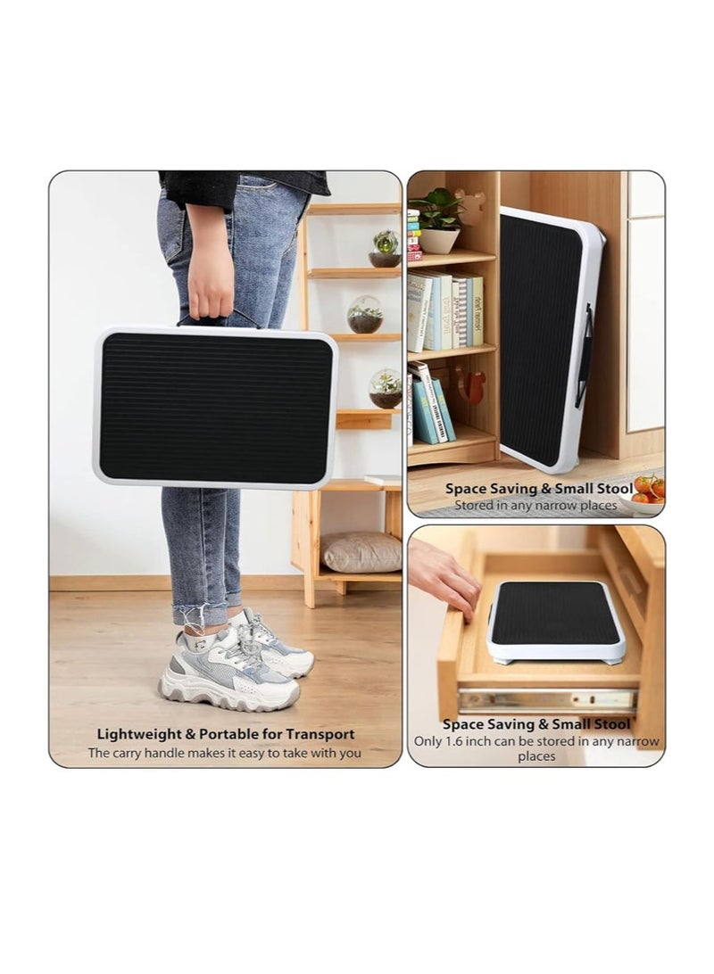 Folding Step Stool, Height-Adjustable Metal One Step Stool with Non-Slip Platform, 3 Levels RV Step Ladder for Kids and Adults, Portable Foot Stool Max Load 330 lbs(White) - Image 4