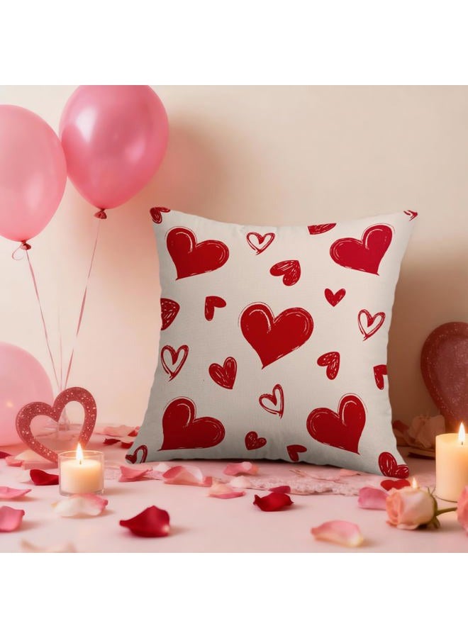 Smozenith Valentine's Day Pillow Covers 18X18 Set of 2, Red Love Heart Valentines Pattern Print Decorative Throw Pillow Covers Outdoor Farmhouse Holiday Decorations Cushion Case Couch Sofa Bed Decor - Image 3