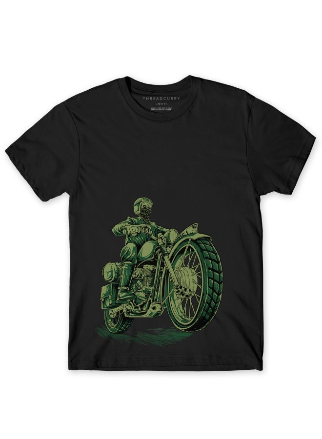 THREADCURRY THREADCURRY Hell Biker Fun Comic Cotton Graphic Printed Tshirt for Boys  - Image 1