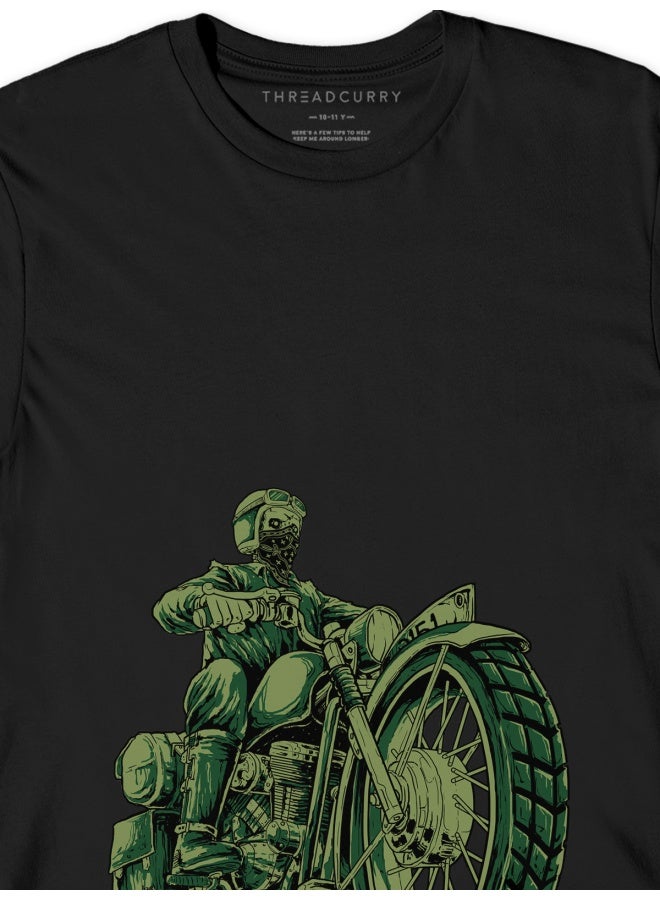 THREADCURRY THREADCURRY Hell Biker Fun Comic Cotton Graphic Printed Tshirt for Boys  - Image 3