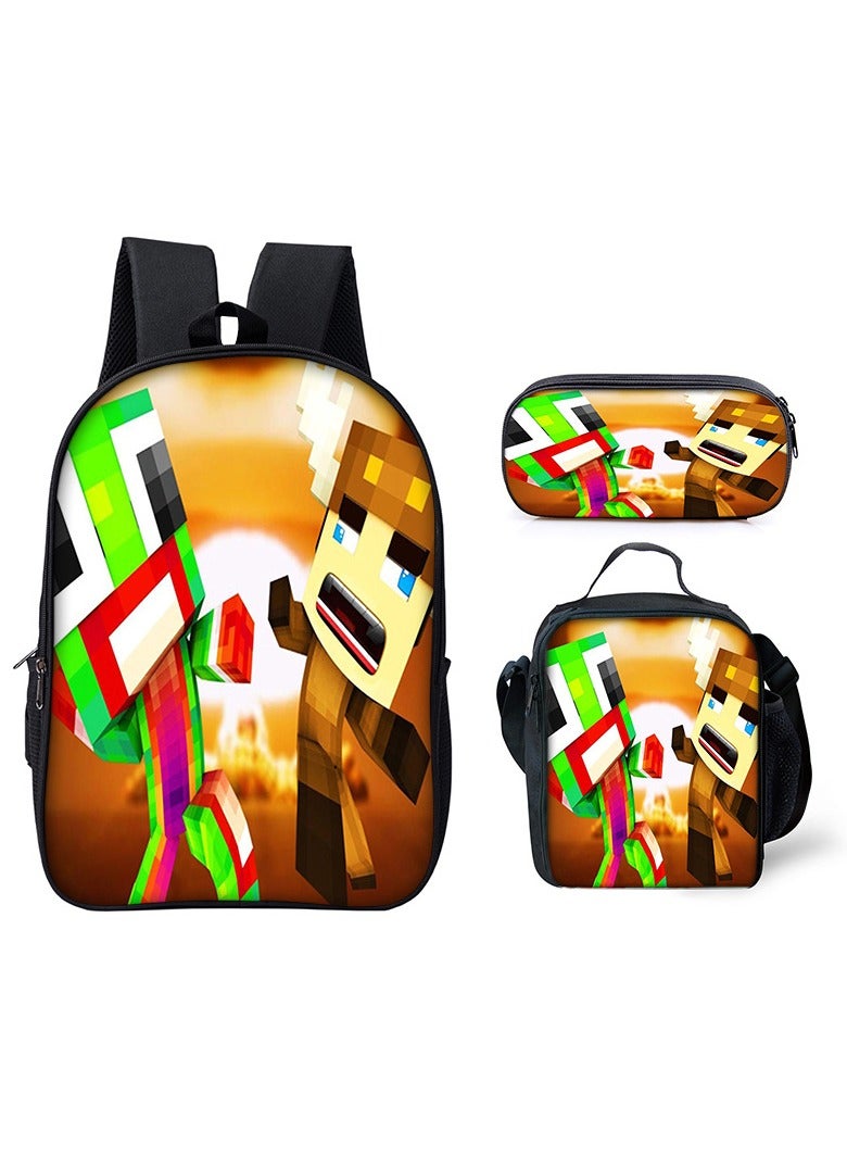 Printed Pattern Three-piece Set Of Schoolbags Shoulder Bags And Pencil Cases For Primary And Secondary School Students