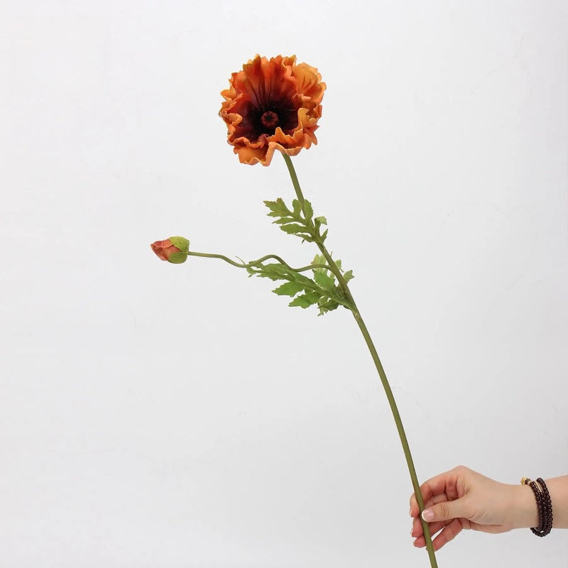 Y&D Realistic Artificial Poppy Flowers - Large White & Red Faux Poppies for Wedding, Graduation, Christmas Decor - Real Touch PU Material - Image 1