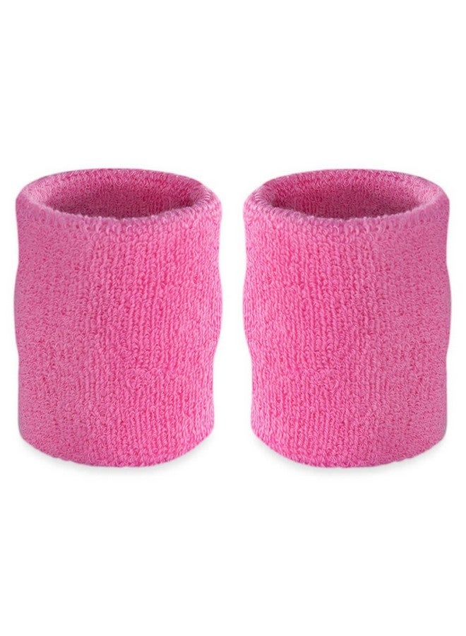 Suddora Arm Sweatbands, Absorbent and Breathable Thick Cotton Bands for Working Out, Gymnastics, Basketball, Tennis, and Football, Multiuse 4-inch Wristbands for Costumes and Cosplay, Pink - Image 1