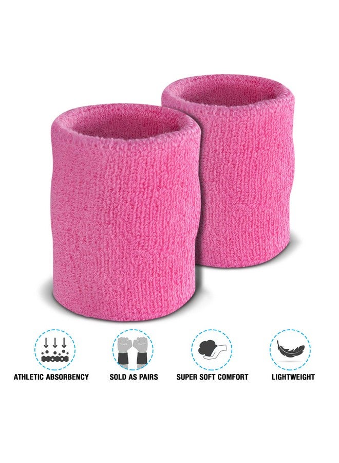 Suddora Arm Sweatbands, Absorbent and Breathable Thick Cotton Bands for Working Out, Gymnastics, Basketball, Tennis, and Football, Multiuse 4-inch Wristbands for Costumes and Cosplay, Pink - Image 3