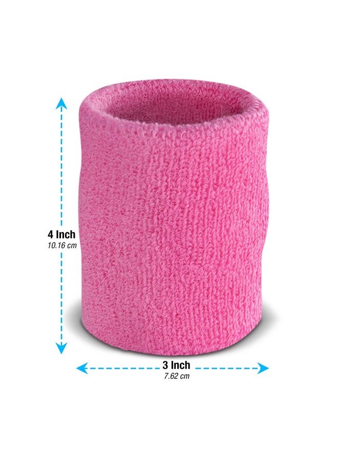 Suddora Arm Sweatbands, Absorbent and Breathable Thick Cotton Bands for Working Out, Gymnastics, Basketball, Tennis, and Football, Multiuse 4-inch Wristbands for Costumes and Cosplay, Pink - Image 4