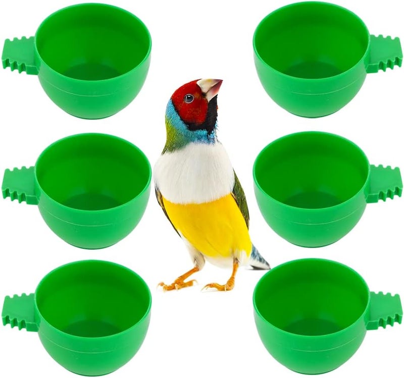 DQITJ 6 Pcs Bird Mini Plastic Feeder Parrot Small Food Water Bowl Cage Sand Cup Feeding Holder - Image 1