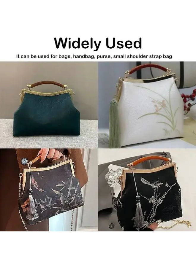 إطار محفظة معدنية كلاسيكي بتصميم زهري وقفل قبضة بلون فضي - Image 2