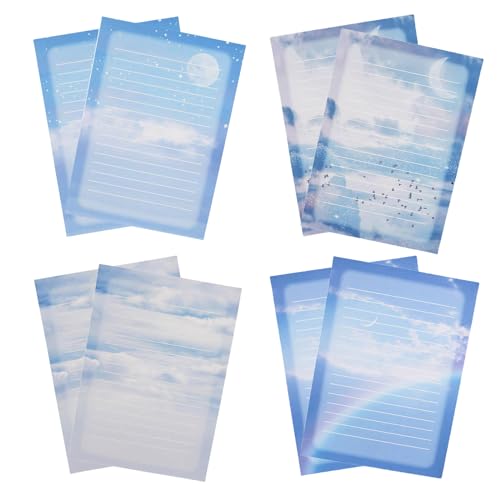 IMagicoo 60 Lined Writing Stationery Paper, Colorful Sky Designs Stationery Paper for Writing Letter, Notes, Invitations, 4 Different Style (9.4 x 6.6") - Image 1