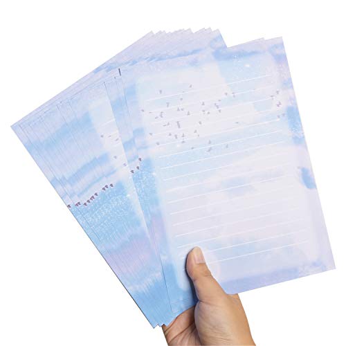 IMagicoo 60 Lined Writing Stationery Paper, Colorful Sky Designs Stationery Paper for Writing Letter, Notes, Invitations, 4 Different Style (9.4 x 6.6") - Image 4