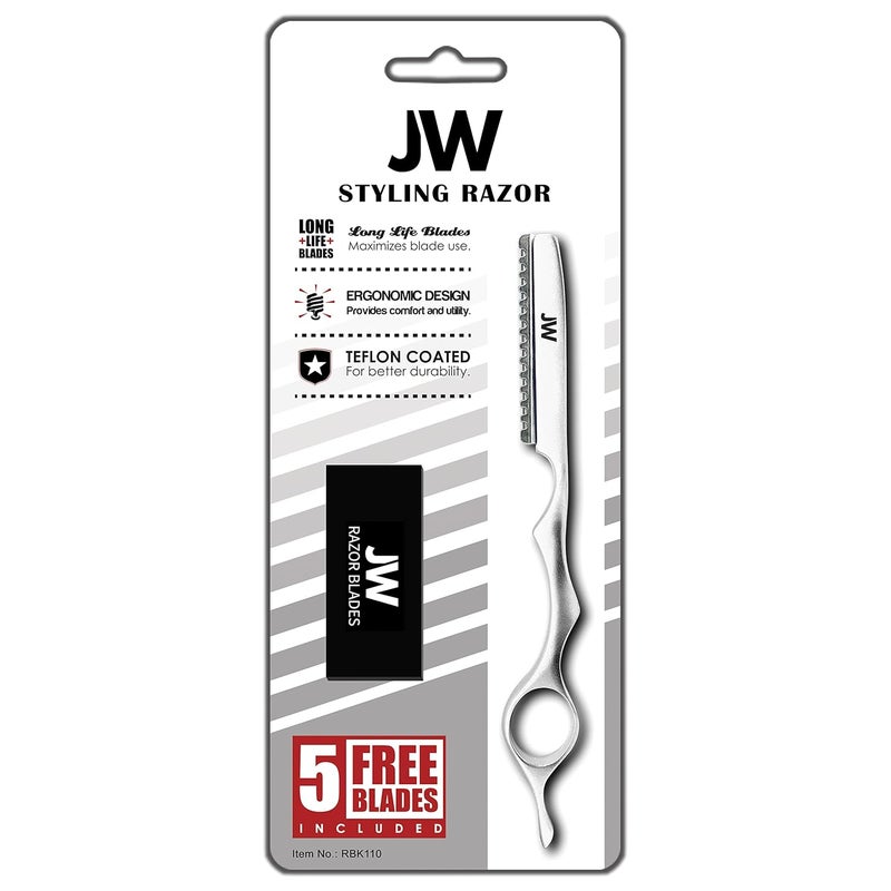JW Professional Hair Styling Thinning Texturizing Cutting Feather Razor  5 Replacement Blades