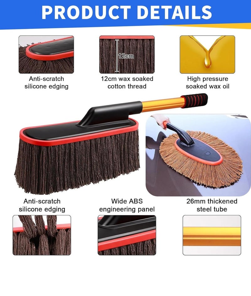 Car Duster Brush, Car Wash Mop with Extendable Duster, Cleaning Dust Remover for Vehicles, Scratch Free Dusting Brush for SUV, Truck, Garage - Image 3