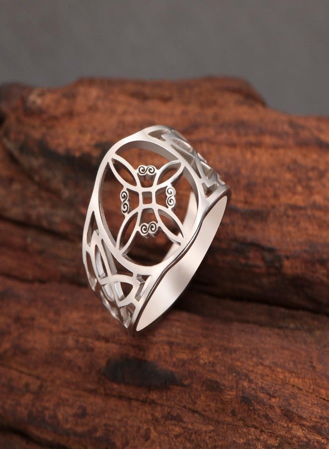 TEAMER Witches Knot Ring - Stainless Steel Witchcraft Celtic Amulet Knot Ring - Vintage Jewelry For Women (Witches Knot - Silver, 9) - Image 4
