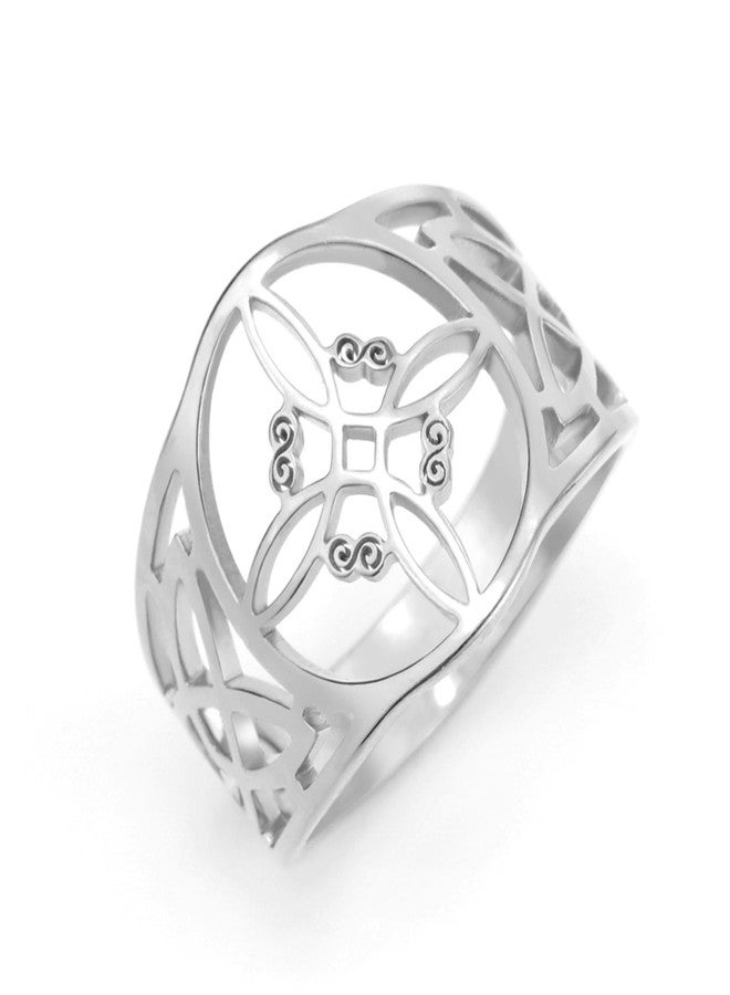 TEAMER Witches Knot Ring - Stainless Steel Witchcraft Celtic Amulet Knot Ring - Vintage Jewelry For Women (Witches Knot - Silver, 9) - Image 1